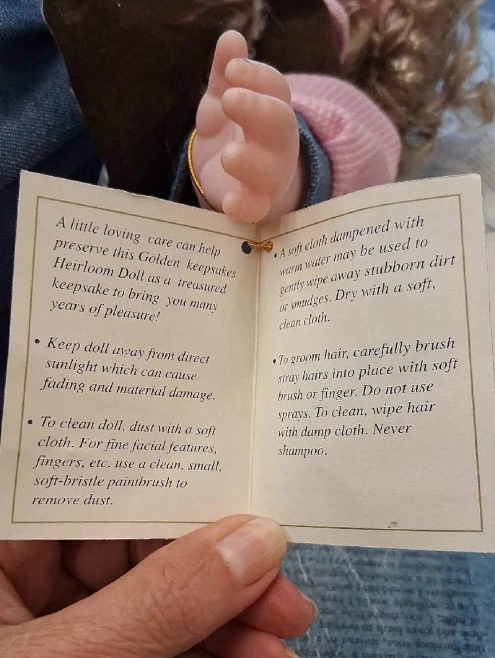 Pink & Blue Western-Style Girls Doll with Curly Hair